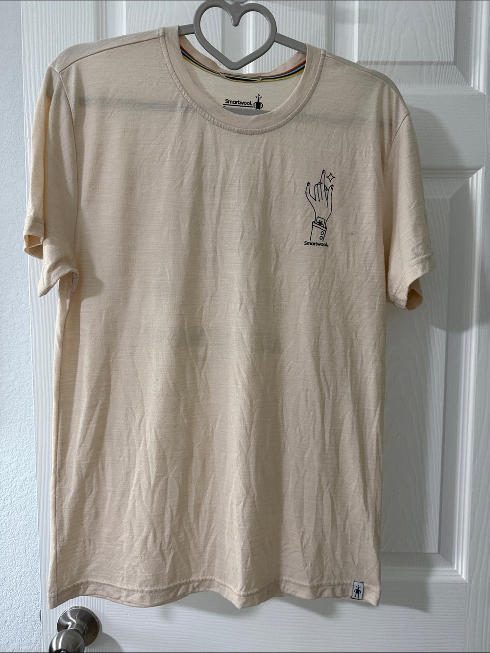 Smartwool Men’s Cream Short-Sleeve Tee with Small Line Graphic
